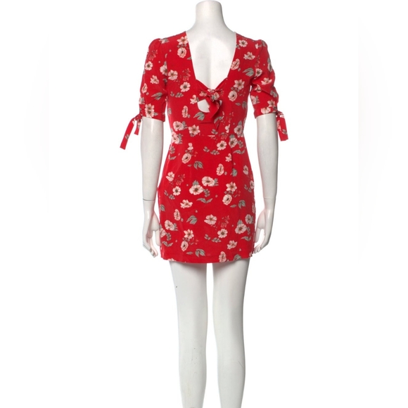 Intermix Silk Mini Dress Floral Red Size: XS | US 0 - Picture 3 of 3